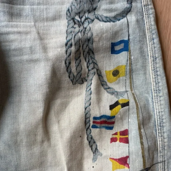 Anthropologie Pilcro High-Rise Carpenter Jeans Wide Leg Nautical Sea Boats Sz 29 - Picture 4 of 7